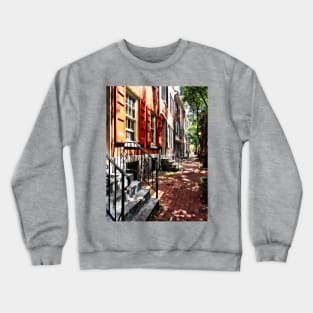 Philadelphia PA Street With Orange Shutters Crewneck Sweatshirt